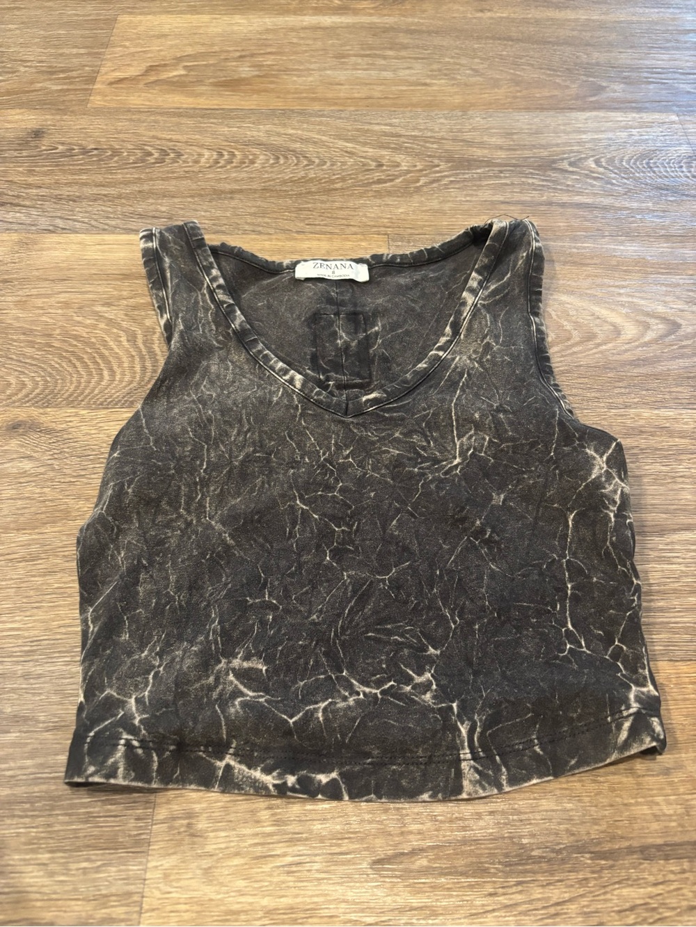 Zenana Black Mineral Wash Crop Tank Indie Grunge Festival Womens Small
